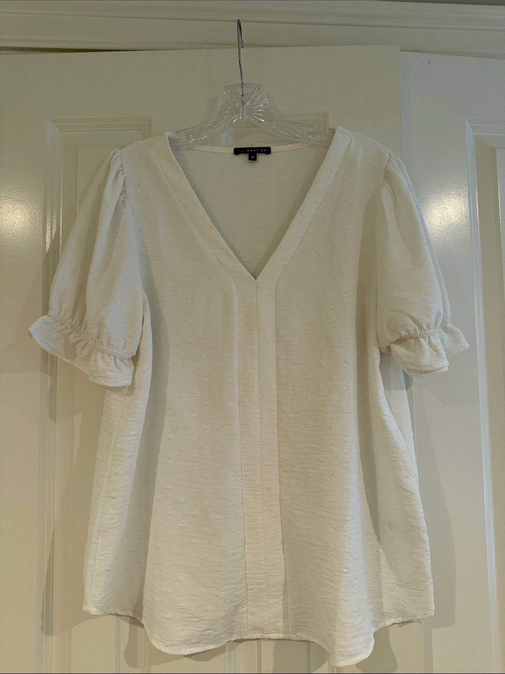 West kei v neck puff sleeve blouse